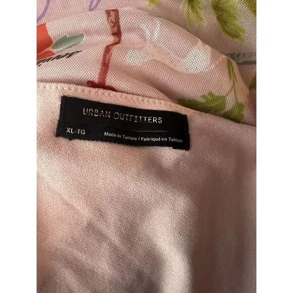 Urban outfitters Elodie printed mini dress tropical pink babydoll size XL - Picture 2 of 7